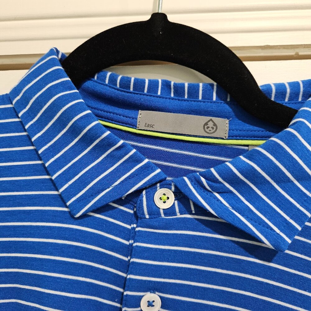 TASC Performance Polo XL – Royal Blue Striped | Moisture-Wicking Bamboo